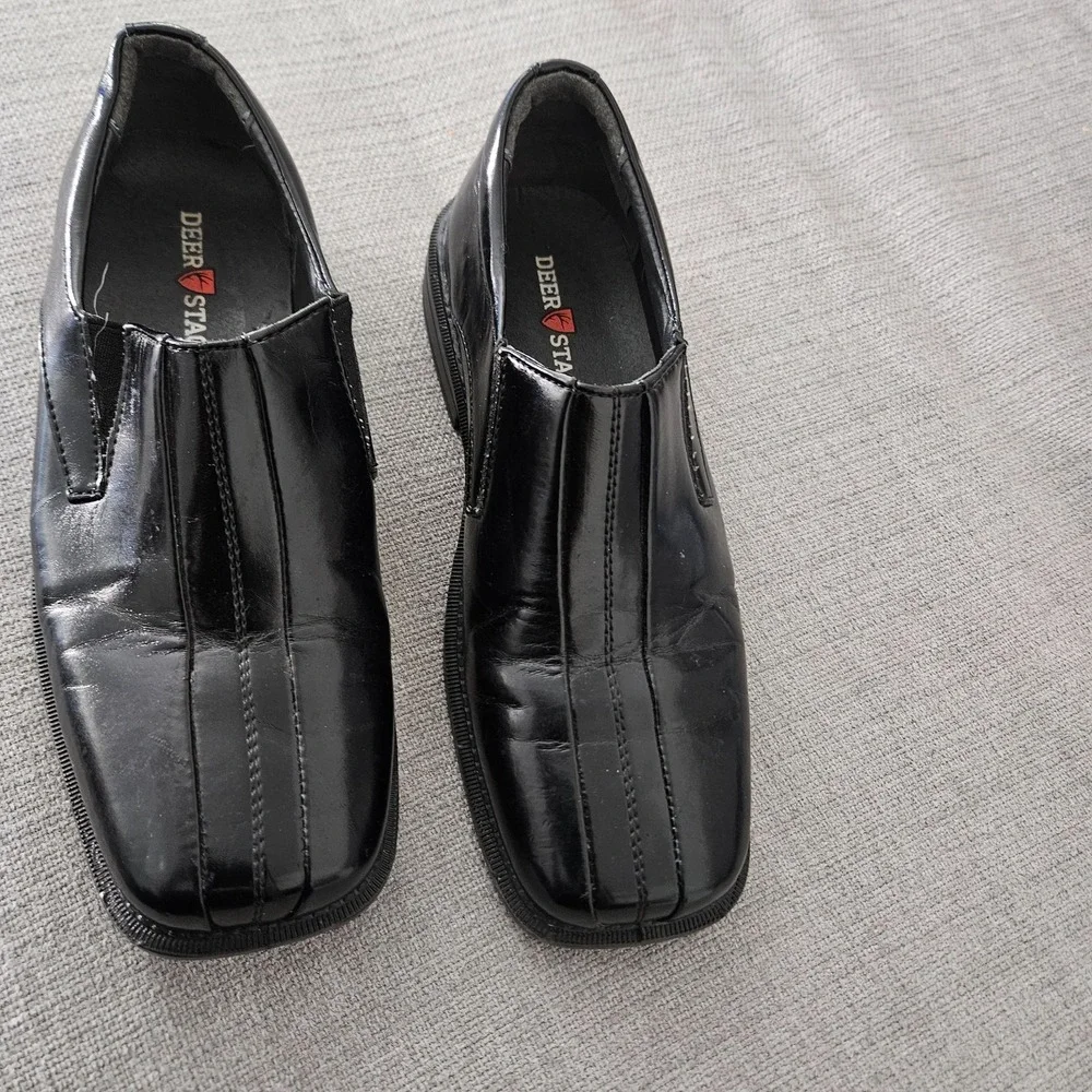 DEER STAGS WINGS JR BOYS 3M SLIP ON DRESS‎ SHOE BLACK Casual Wedding Formal